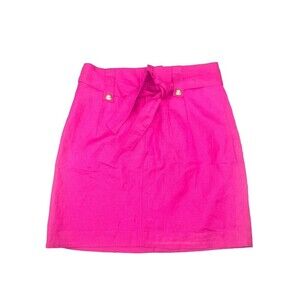 Banana Republic Women’s PINK Lined Linen Short Belted Waist Skirt Size 2 NWT